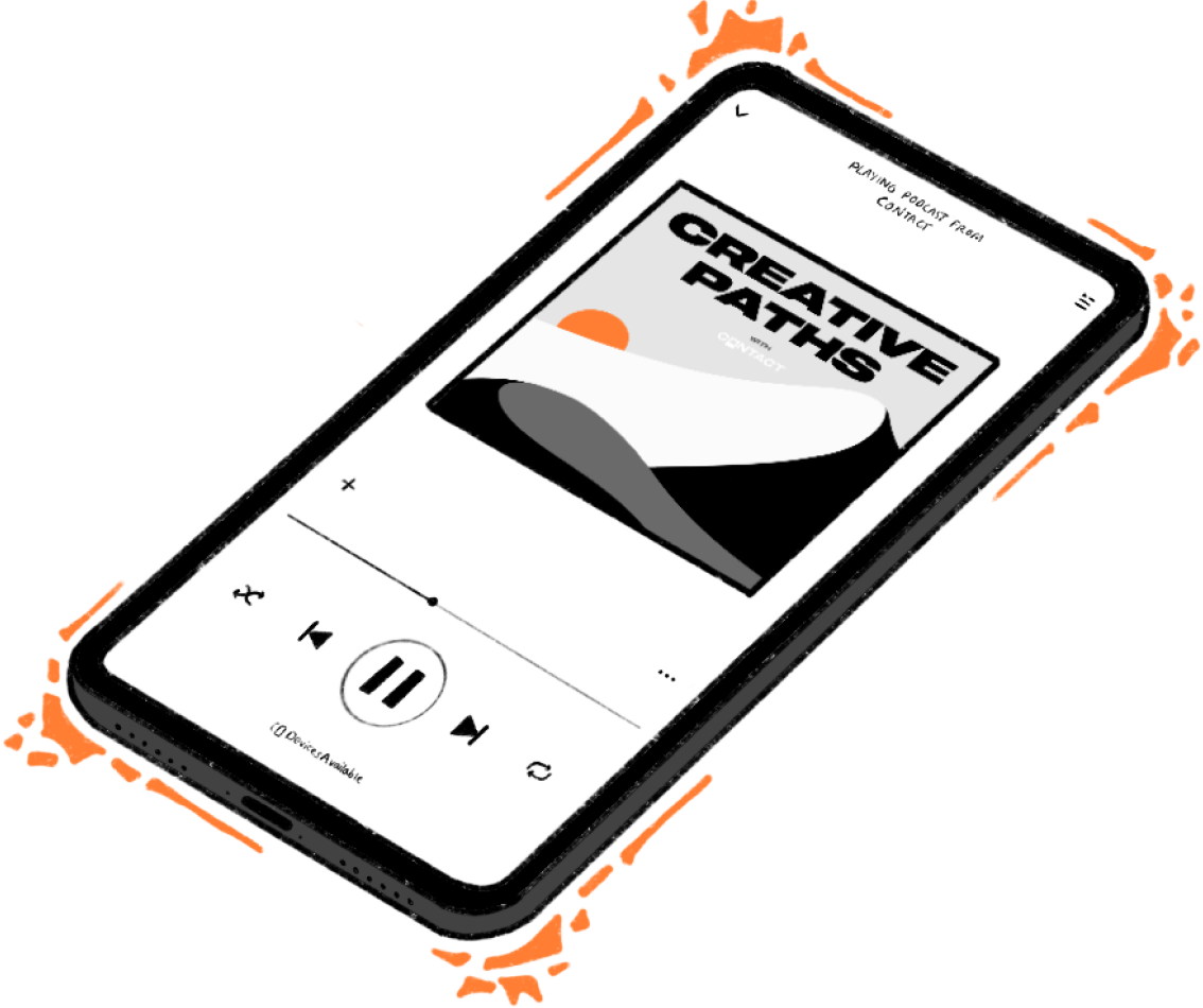Creative Paths podcast, on a phone